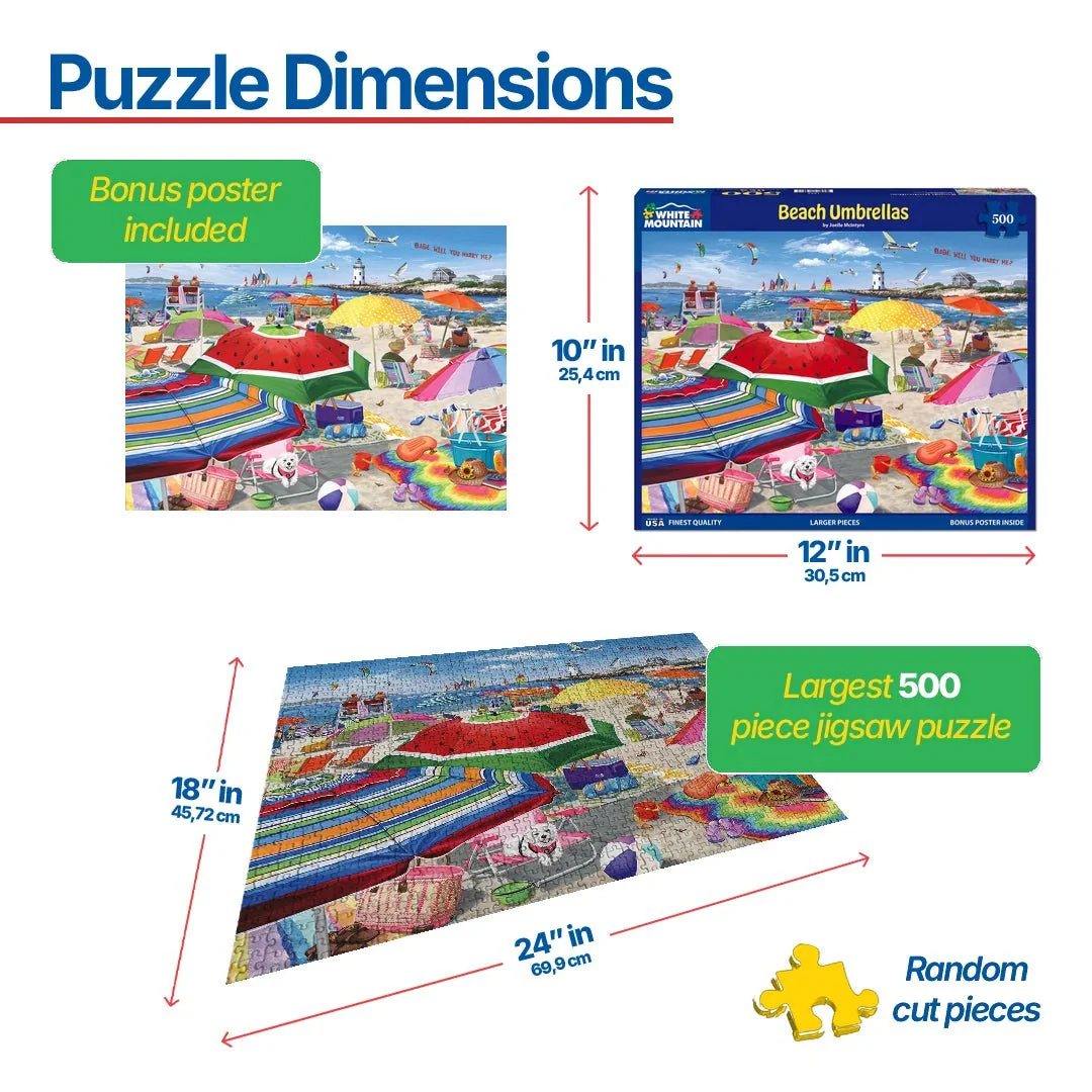 Beach Umbrellas (1806pz) - 500 Piece Jigsaw Puzzle - Image 3