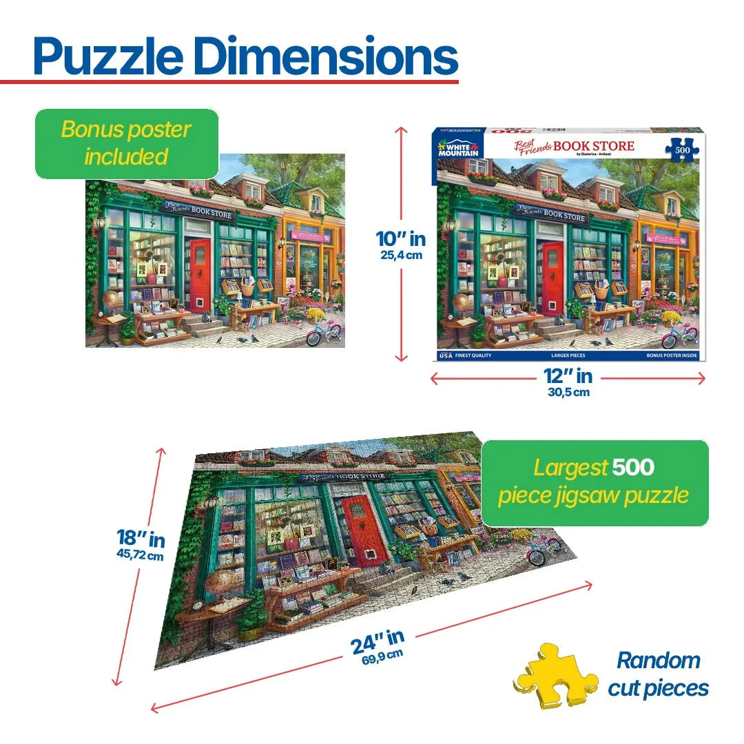 Best Friends Book Store (2131pz) - 500 Piece Jigsaw Puzzle - Image 3