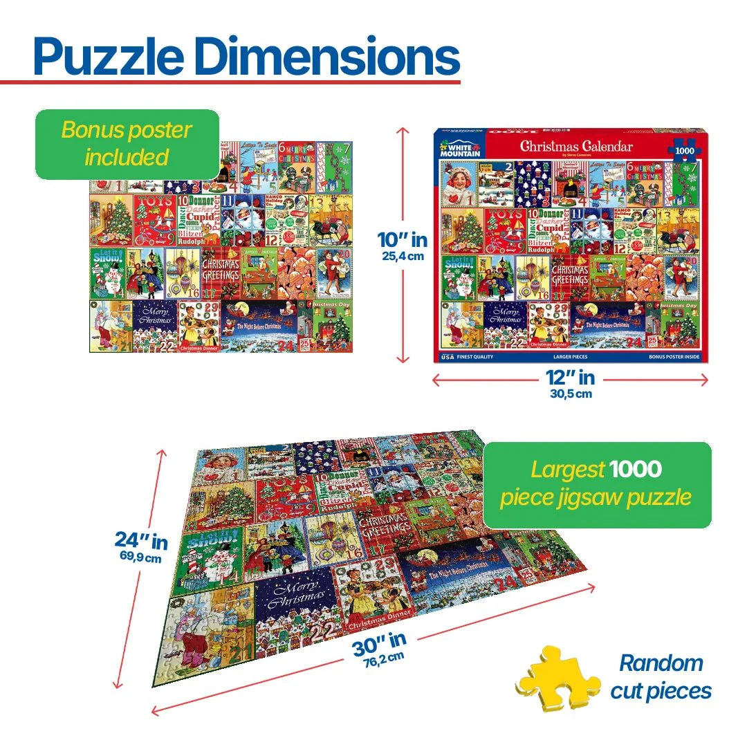 Christmas Calendar (1632pz) - 1000 Piece Jigsaw Puzzle - Image 3