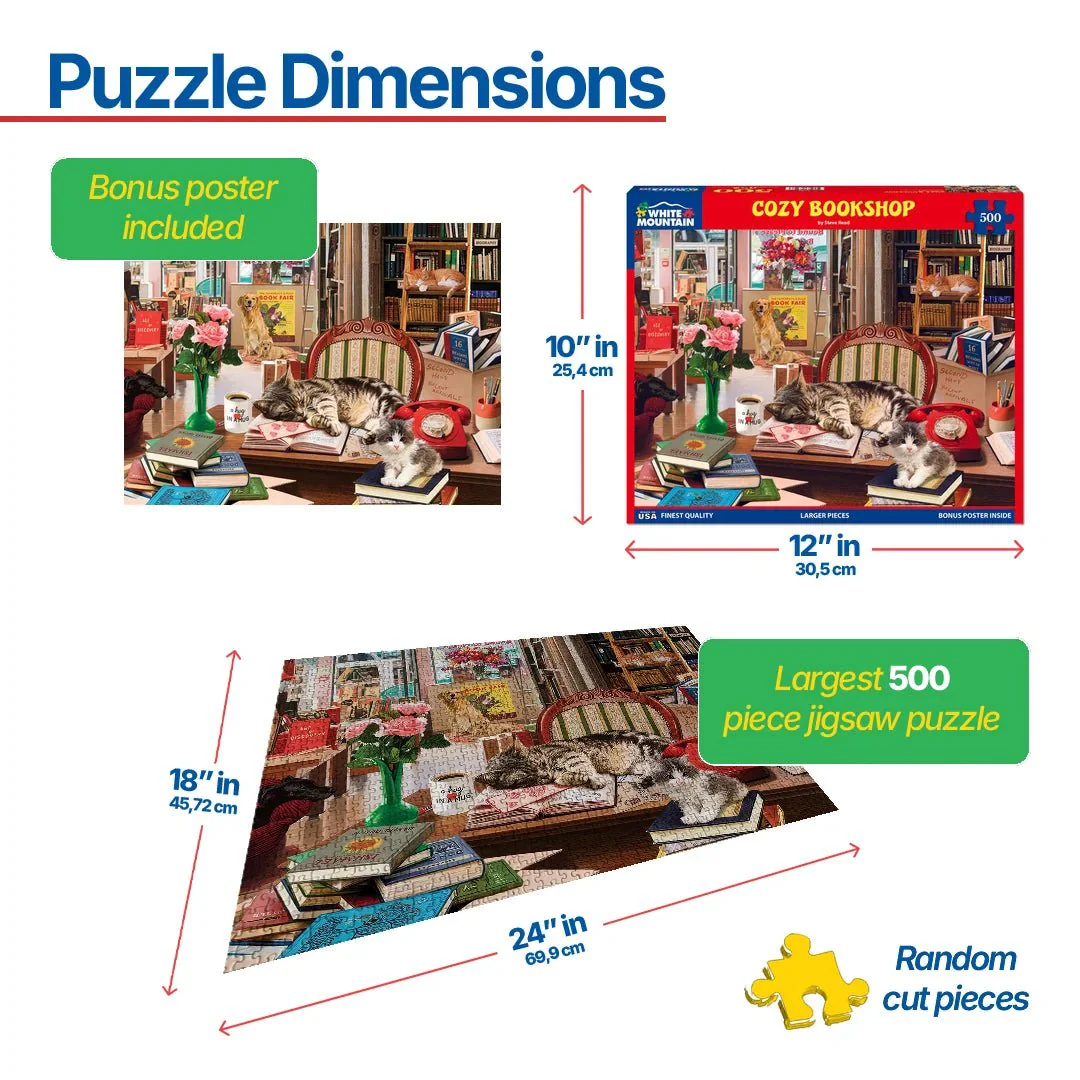 Cozy Bookshop (1797pz) - 500 Piece Jigsaw Puzzle - Image 3