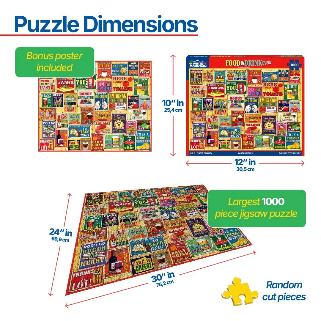 Food & Drink Puns (1803pz) - 1000 Piece Jigsaw Puzzle - Image 3