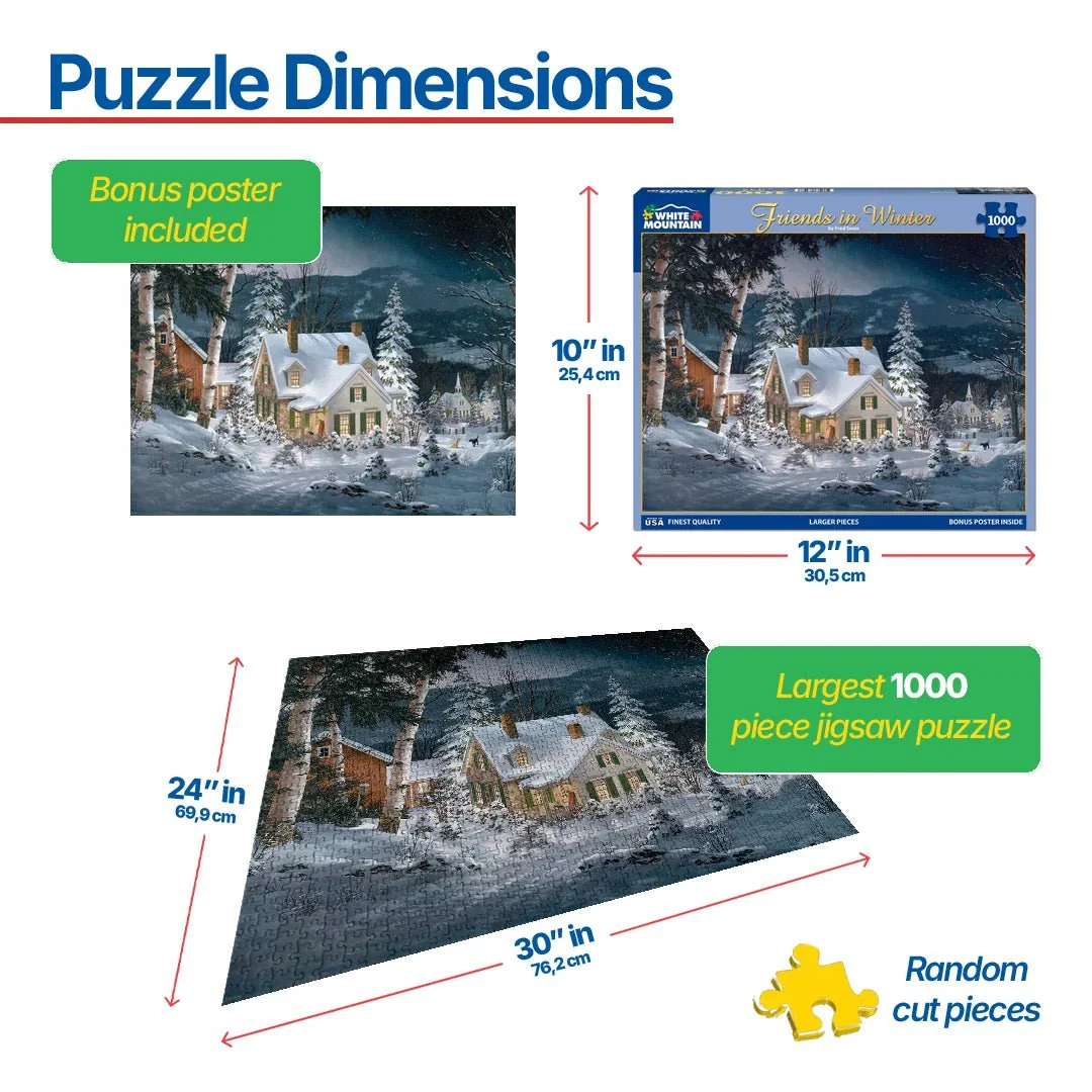 Friends in Winter (470pz) - 1000 Piece Jigsaw Puzzle - Image 3