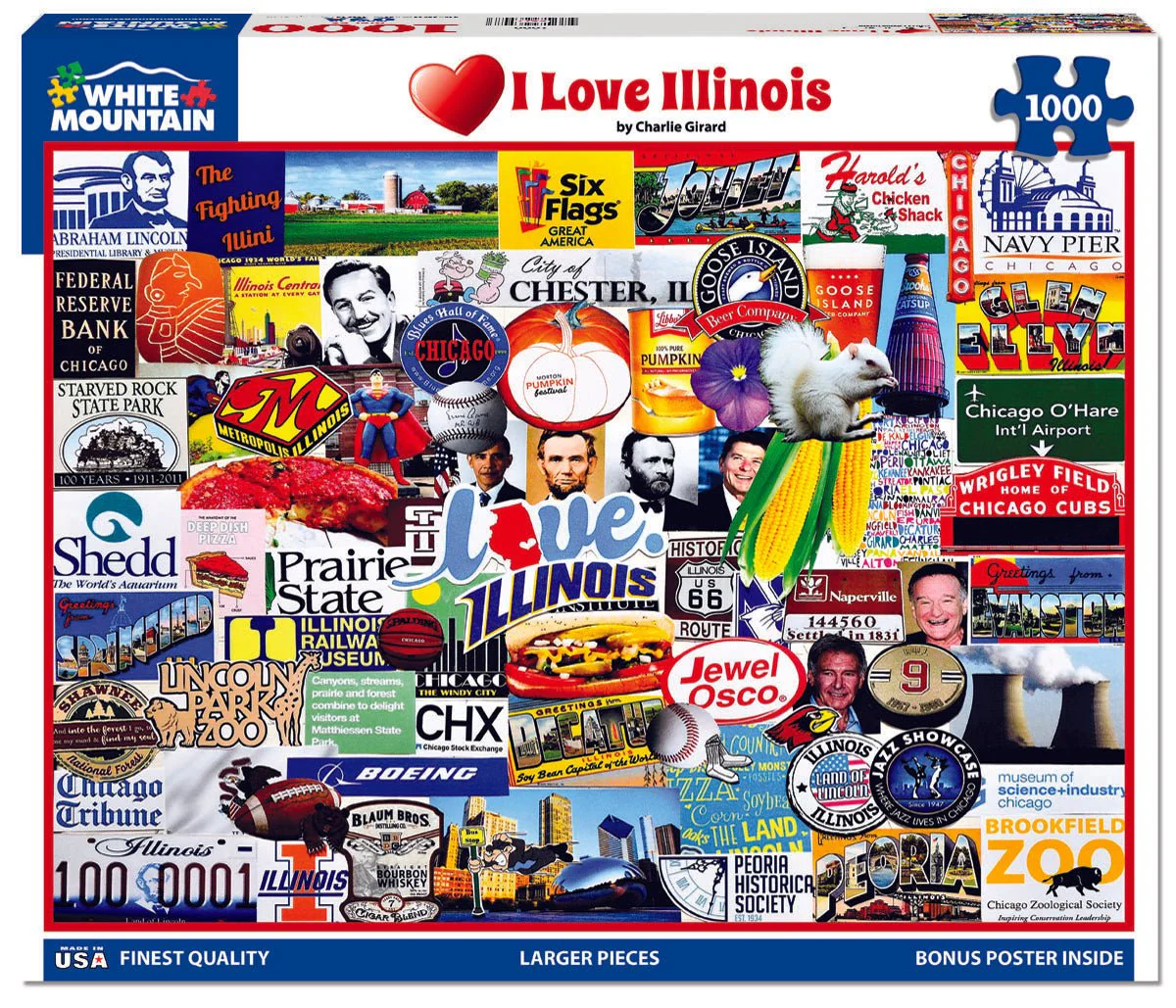 I Love Illinois (1888pz) - 1000 Piece Jigsaw Puzzle - Image 2