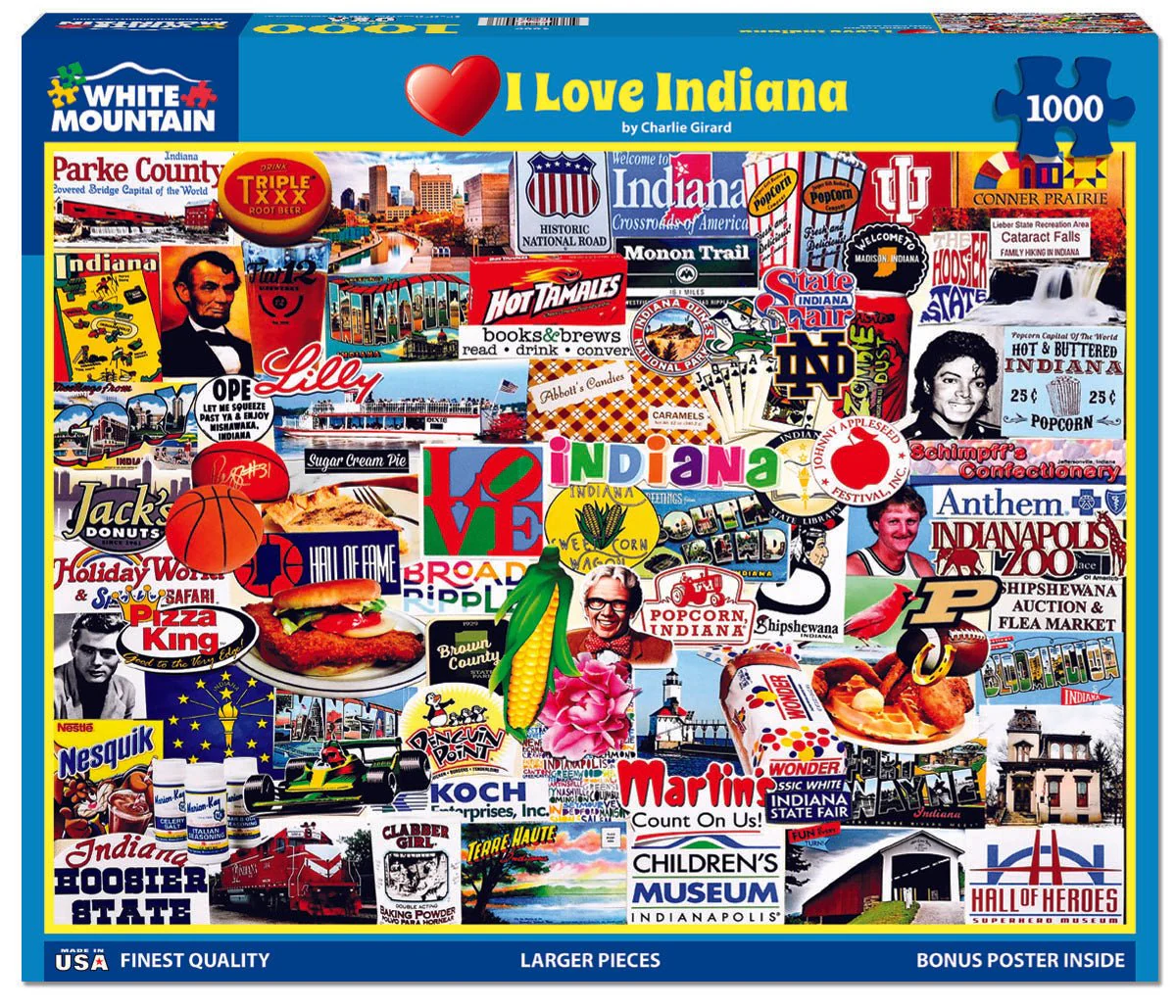 I Love Indiana (1889pz) - 1000 Piece Jigsaw Puzzle - Image 2