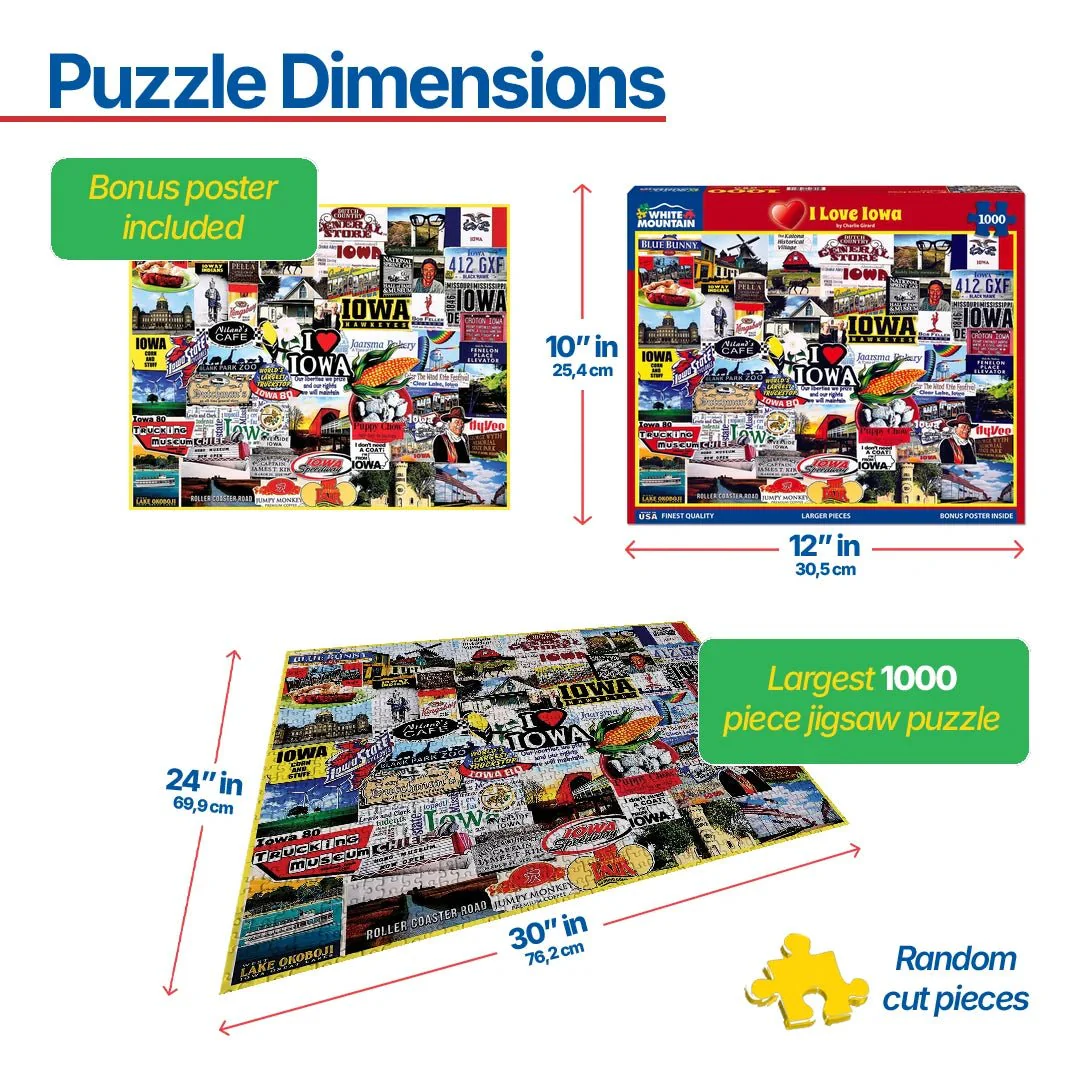 I Love Iowa (1778pz) - 1000 Piece Jigsaw Puzzle - Image 3