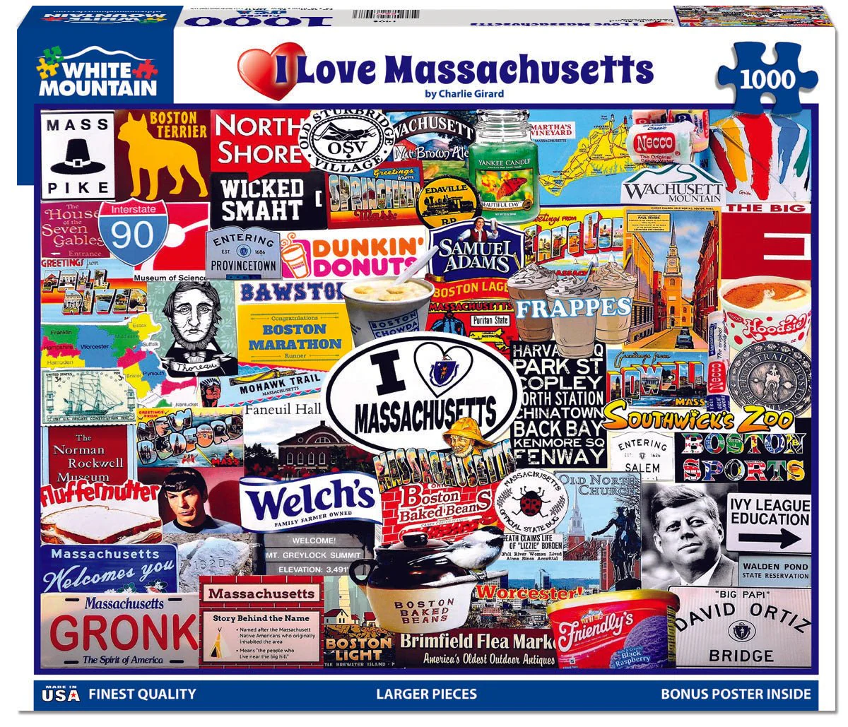 I Love Massachusetts (1408pz) - 1000 Piece Jigsaw Puzzle - Image 2