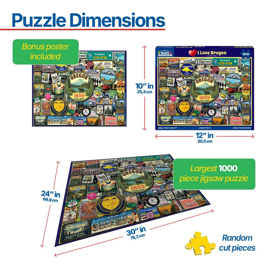 I Love Oregon (2190pz) - 1000 Piece Jigsaw Puzzle - Image 3