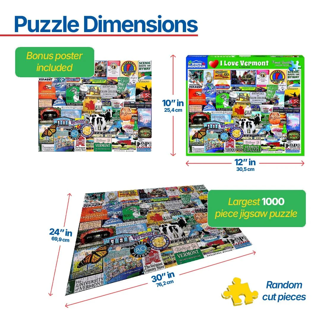 I Love Vermont (1294pz) - 1000 Piece Jigsaw Puzzle - Image 3