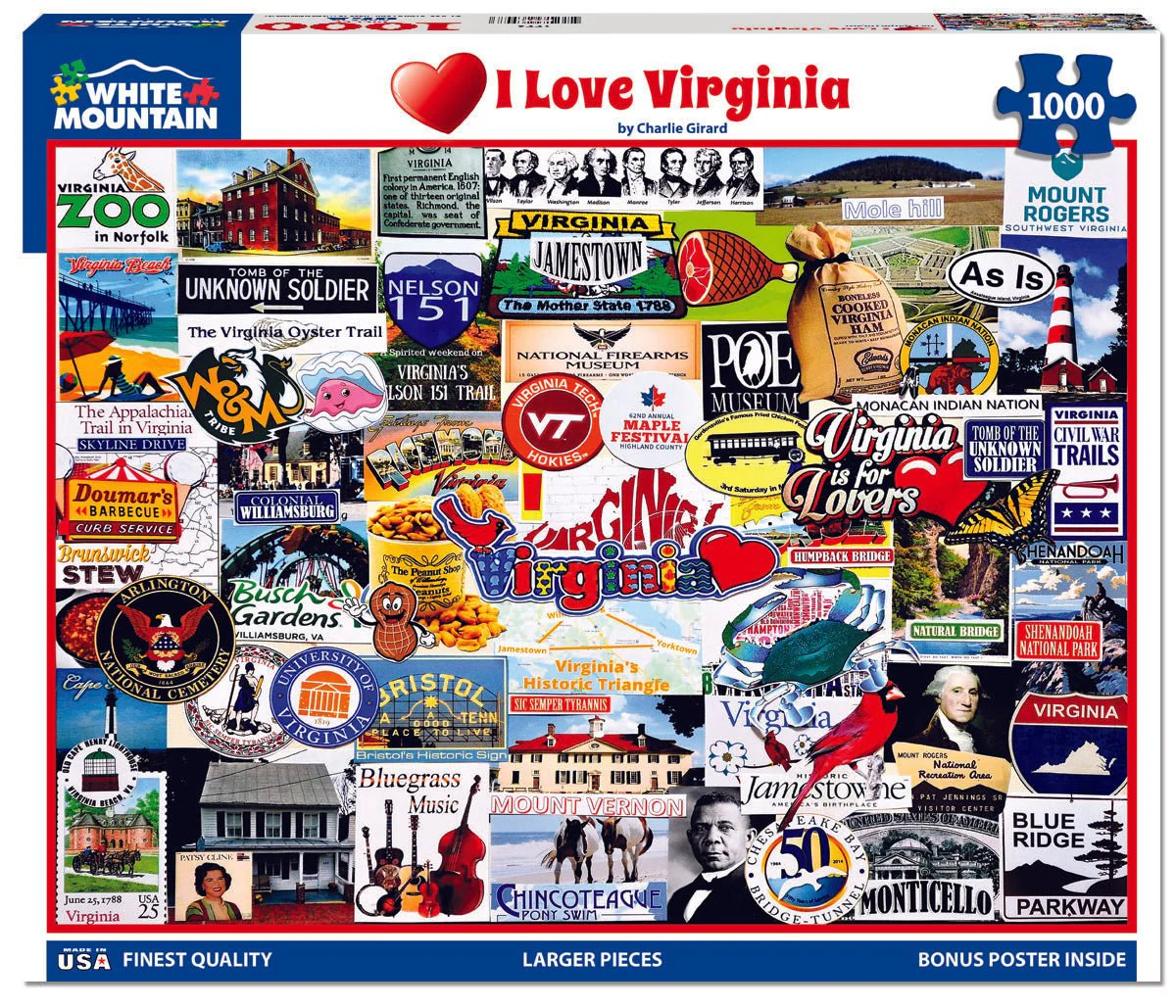 I Love Virginia (1779pz) - 1000 Piece Jigsaw Puzzle - Image 2