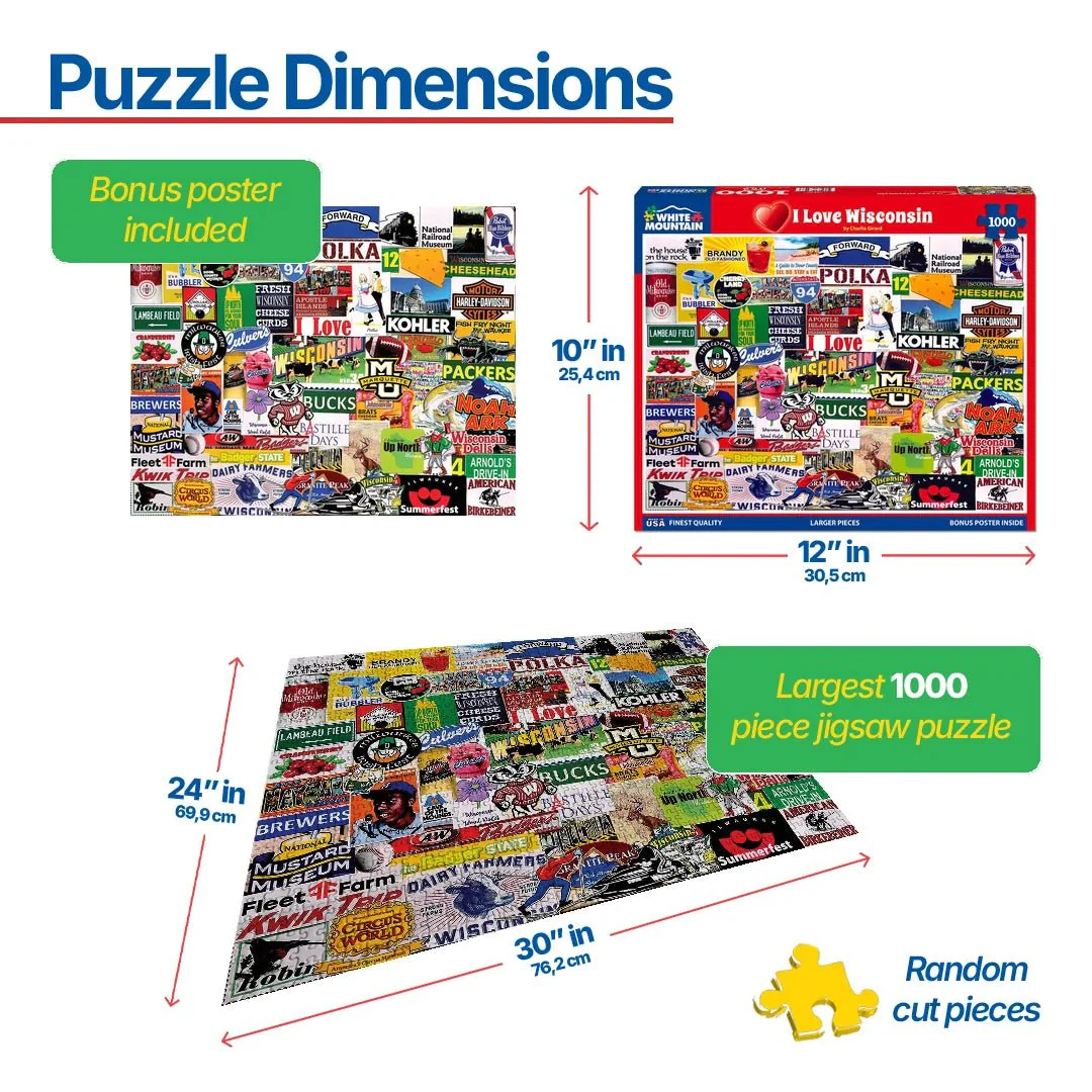 I Love Wisconsin (1562pz) - 1000 Piece Jigsaw Puzzle - Image 3