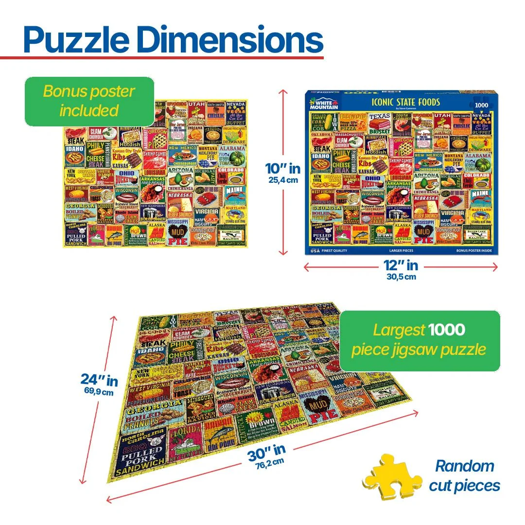 Iconic State Foods (2021pz) - 1000 Piece Jigsaw Puzzle - Image 3