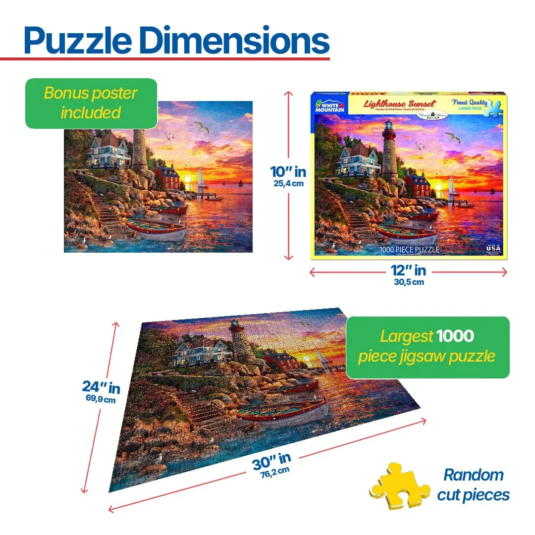 Lighthouse Sunset (1583pz) - 1000 Piece Jigsaw Puzzle - Image 3