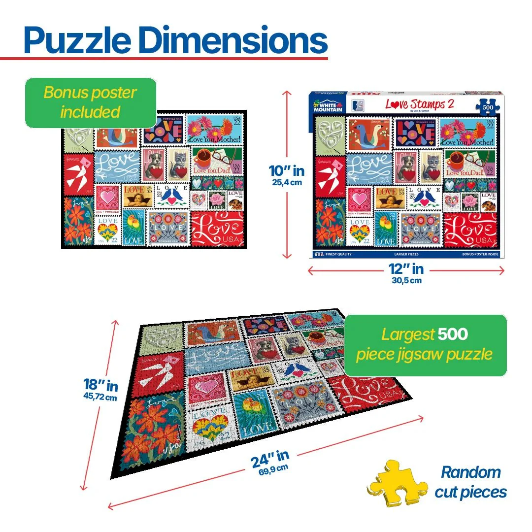 Love Stamps 2 (2188pz) - 500 Piece Jigsaw Puzzle - Image 3