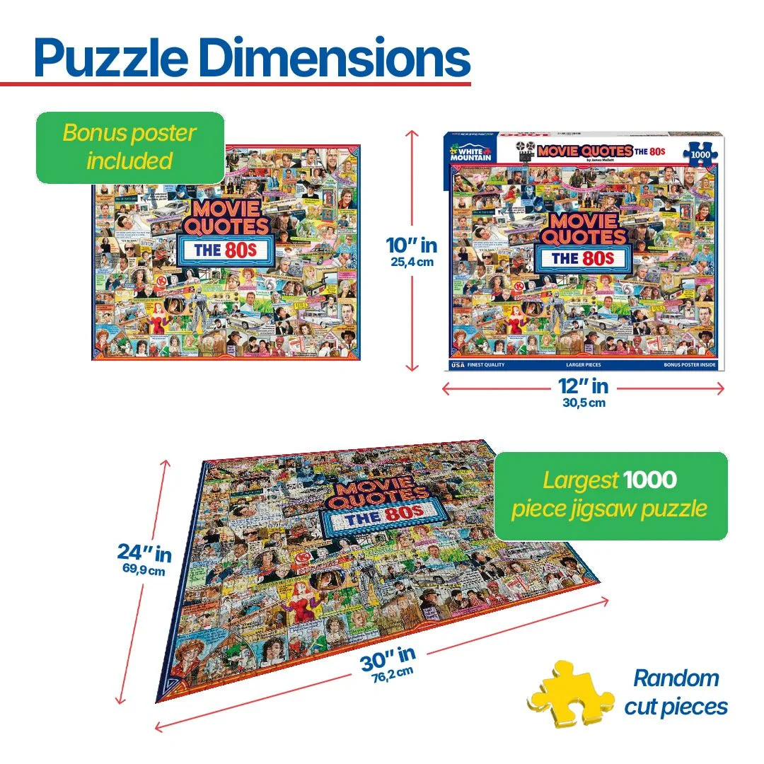 Movie Quotes The 80s (1961pz) - 1000 Piece Jigsaw Puzzle - Image 3