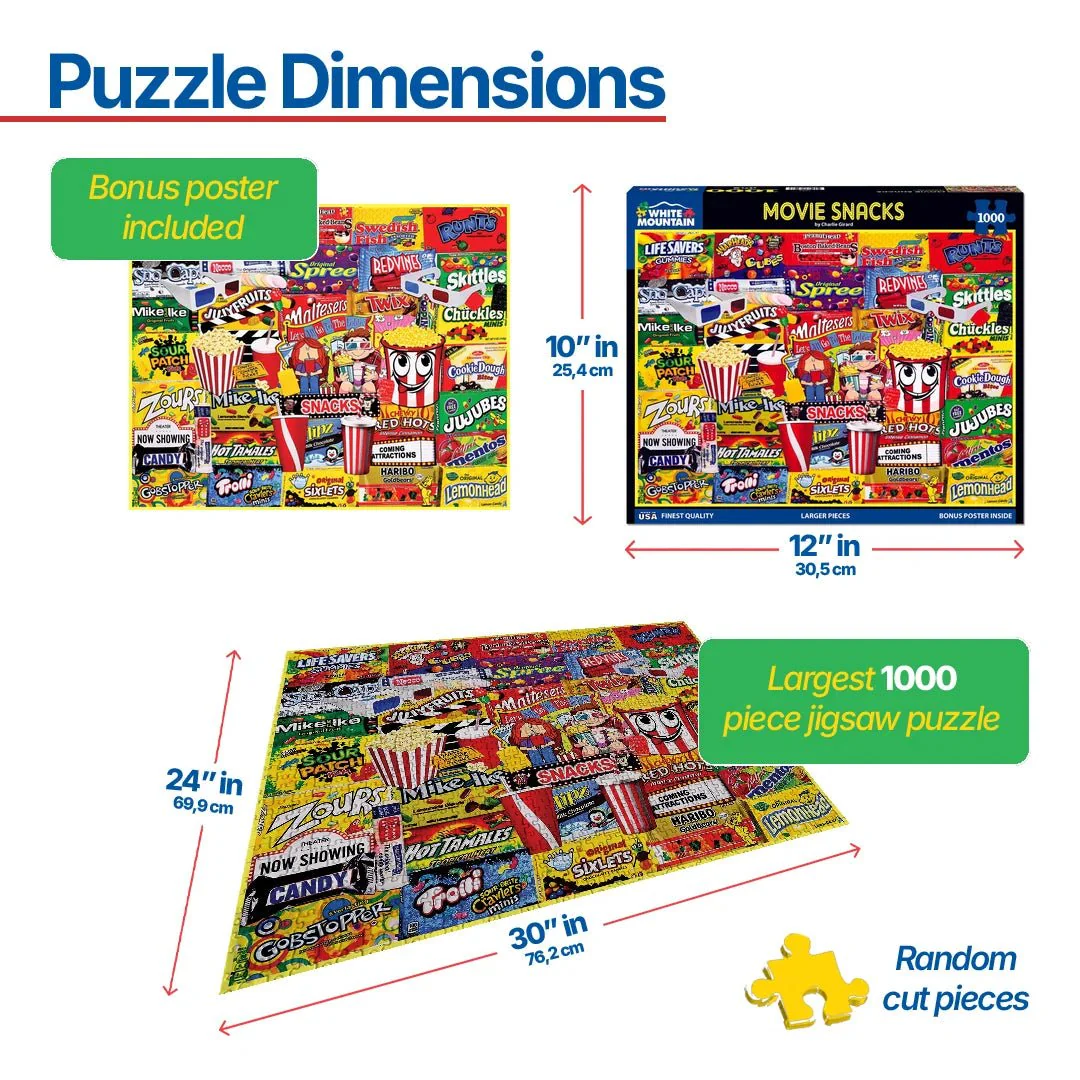 Movie Snacks (1884pz) - 1000 Piece Jigsaw Puzzle - Image 3