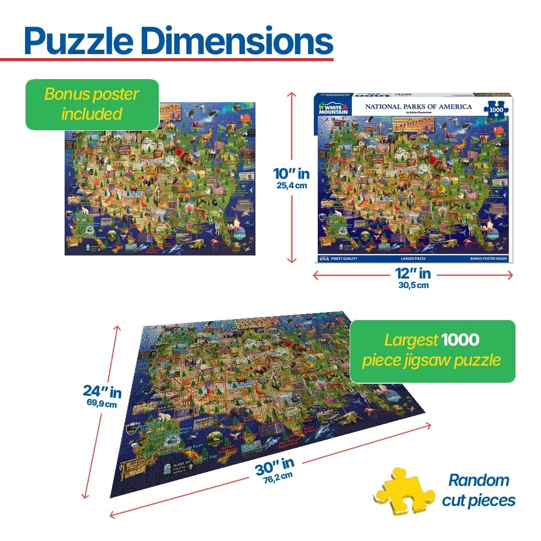 National Parks Map (1976pz) - 1000 Piece Jigsaw Puzzle - Image 3