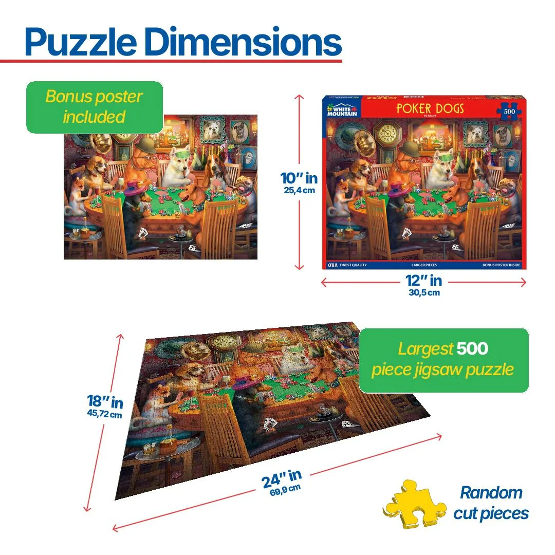 Poker Dogs (1852pz) - 500 Piece Jigsaw Puzzle - Image 3