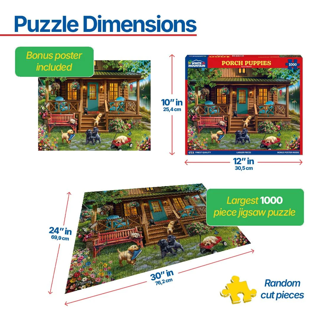 Porch Puppies (2158pz) - 1000 Piece Jigsaw Puzzle - Image 3