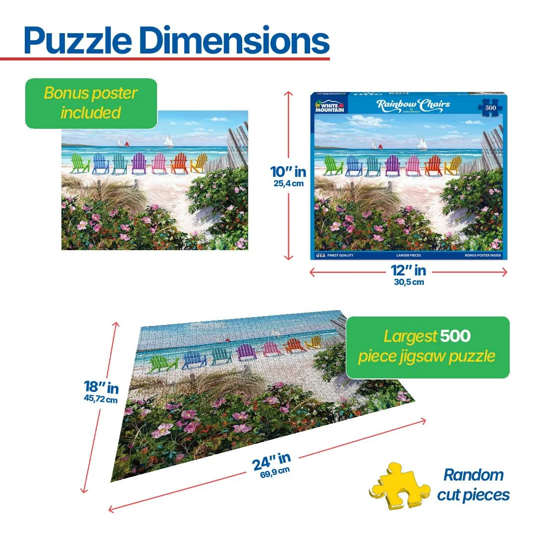 Rainbow Chairs (1838pz) - 500 Piece Jigsaw Puzzle - Image 3