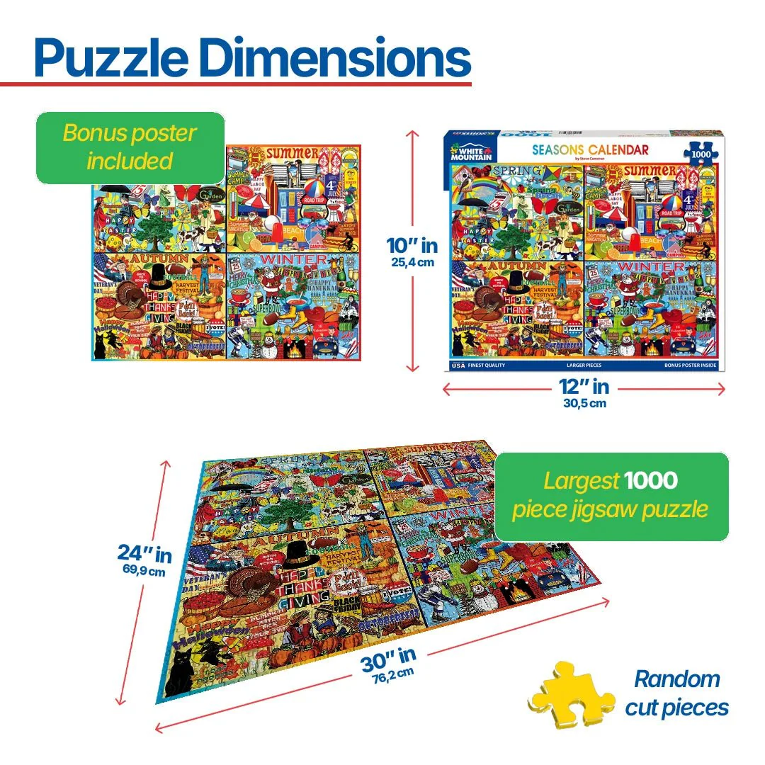 Seasons Calendar (1734pz) - 1000 Piece Jigsaw Puzzle - Image 3