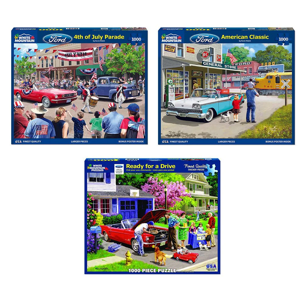 Set of 3: Artist Kevin Walsh - Classic Cars Bundle 1000 piece