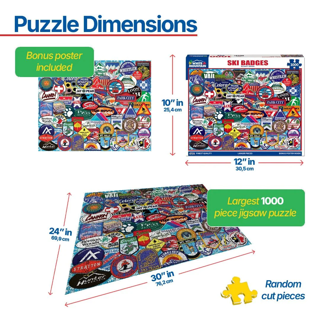 Ski Badges (1191pz) - 1000 Piece Jigsaw Puzzle - Image 3