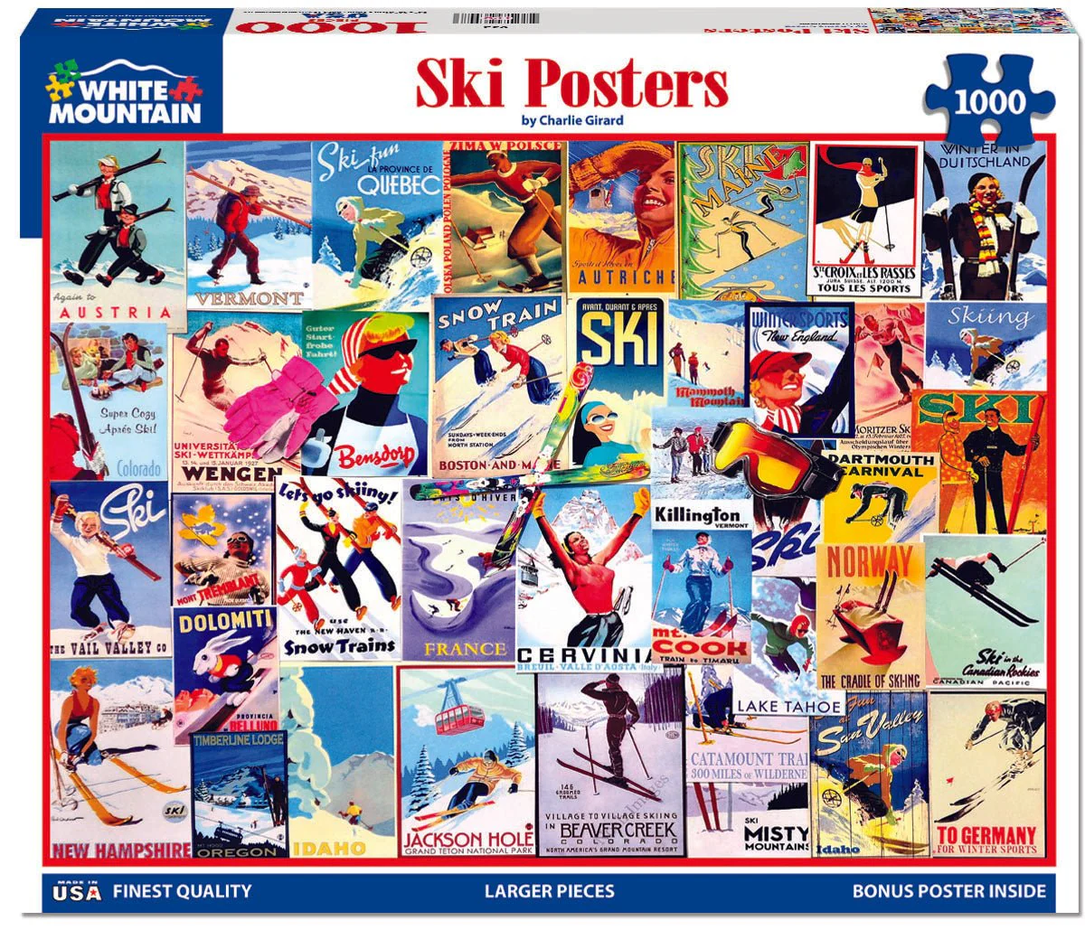 Ski Posters (932pz) - 1000 Piece Jigsaw Puzzle - Image 2