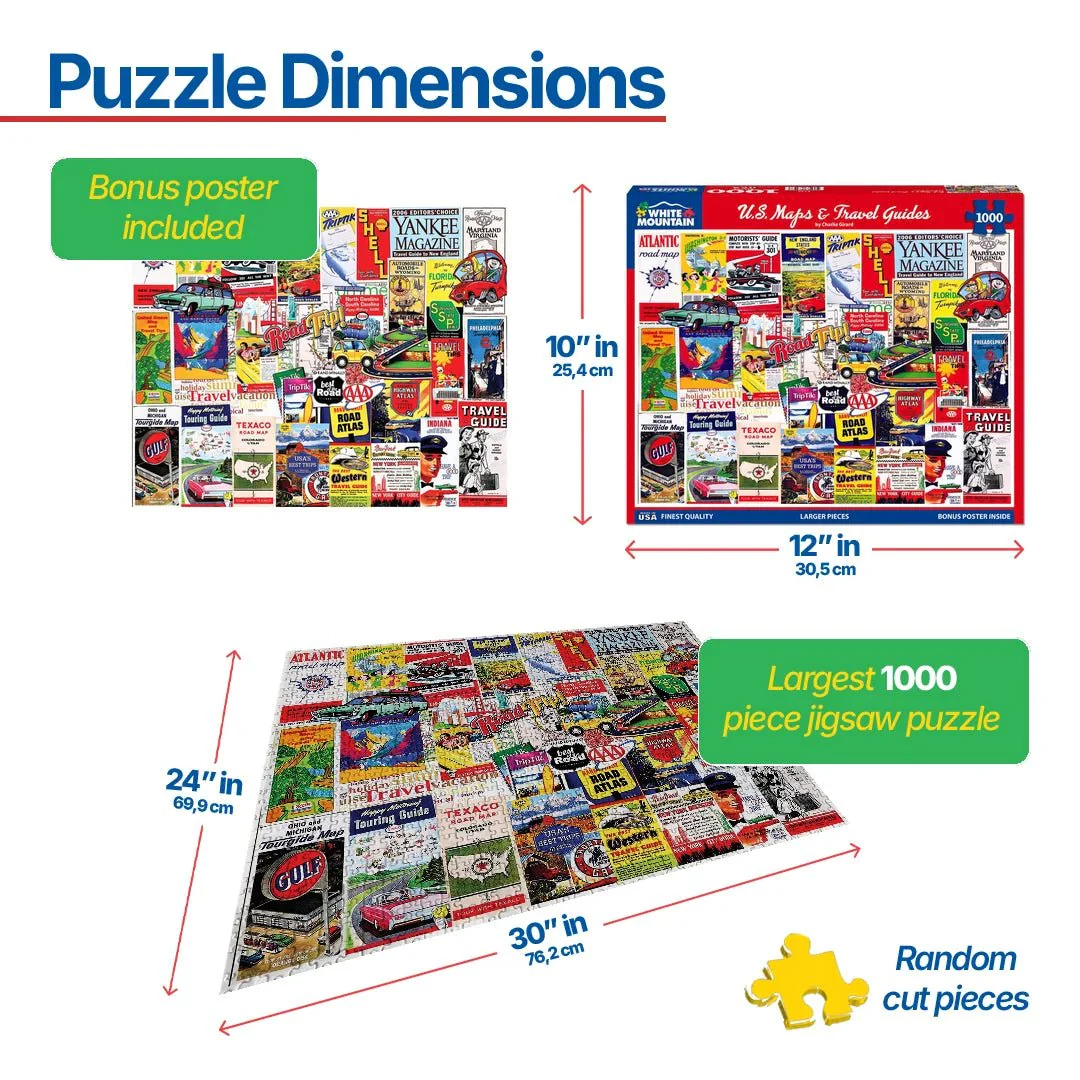 US Maps & Travel Guides (2163pz) - 1000 Piece Jigsaw Puzzle - Image 3