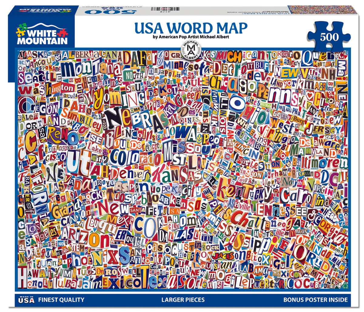 USA Word Map (2175pz) - 500 Piece Jigsaw Puzzle - Image 2